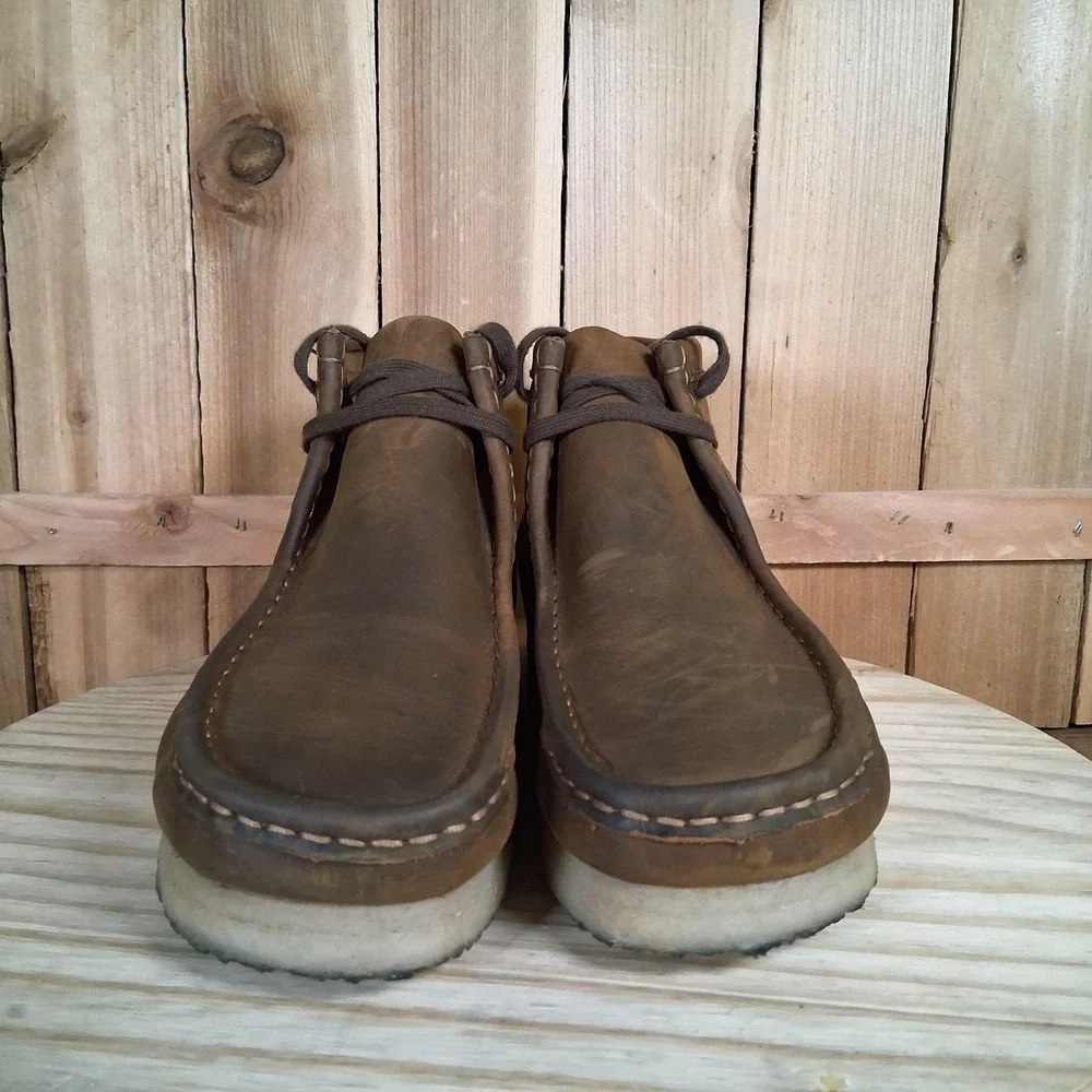 Clarks Originals Wallabee Boots Mens 10.5 Brown‎ Leather Crepe Sole Ankle Casual
